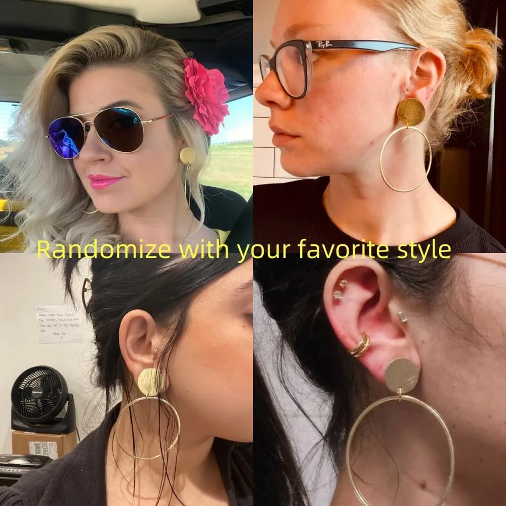 1 Pair Stainless Steel Ear Gauges Plugs - Dangle DIY Tunnel Plugs for Ear Stretching, Body Jewelry Accessories for Men and Women