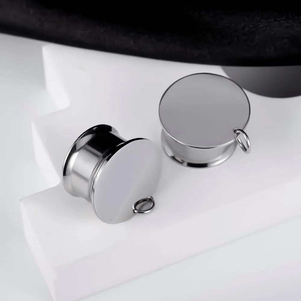 1 Pair Stainless Steel Ear Gauges Plugs - Dangle DIY Tunnel Plugs for Ear Stretching, Body Jewelry Accessories for Men and Women