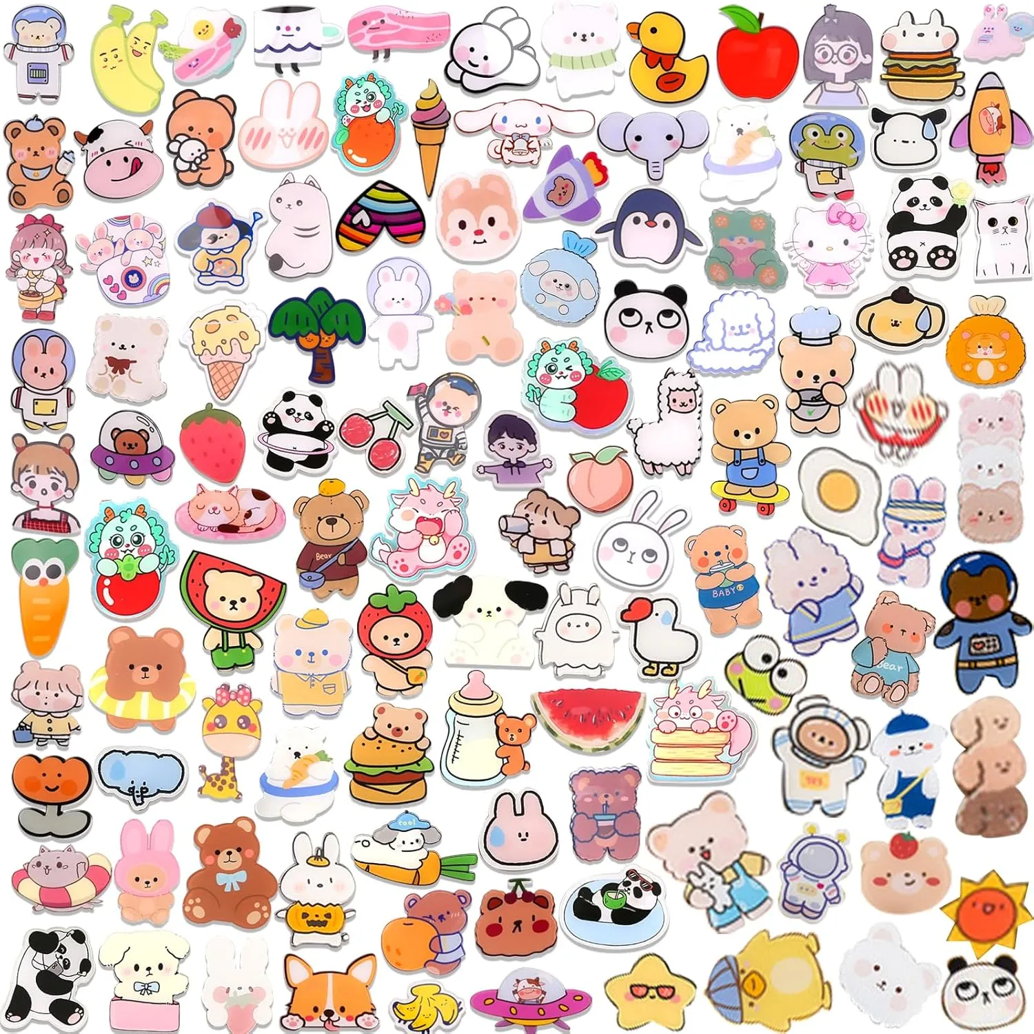 100 Pcs Acrylic Brooch Pins, Cute Backpack Pins, Backpack Beauty Pins for Bags, Hoodies, Hats, Coats Kawaii Accessories, Gifts for Girls Random Mixed Packaging