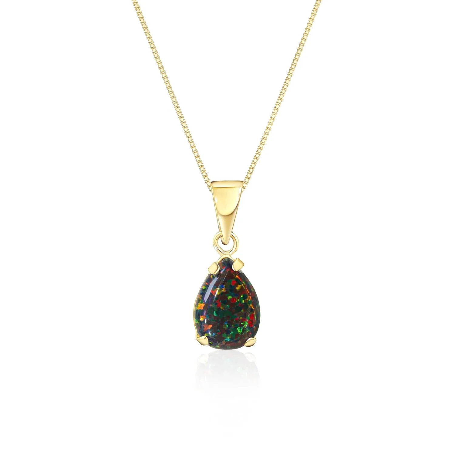 14K Gold Black Opal Necklace for Women - Teardrop Necklace - Solid Gold Necklace - Gold Pendant Necklace - Everyday Jewelry - Gold Formal Jewelry - Opal Jewelry for Women