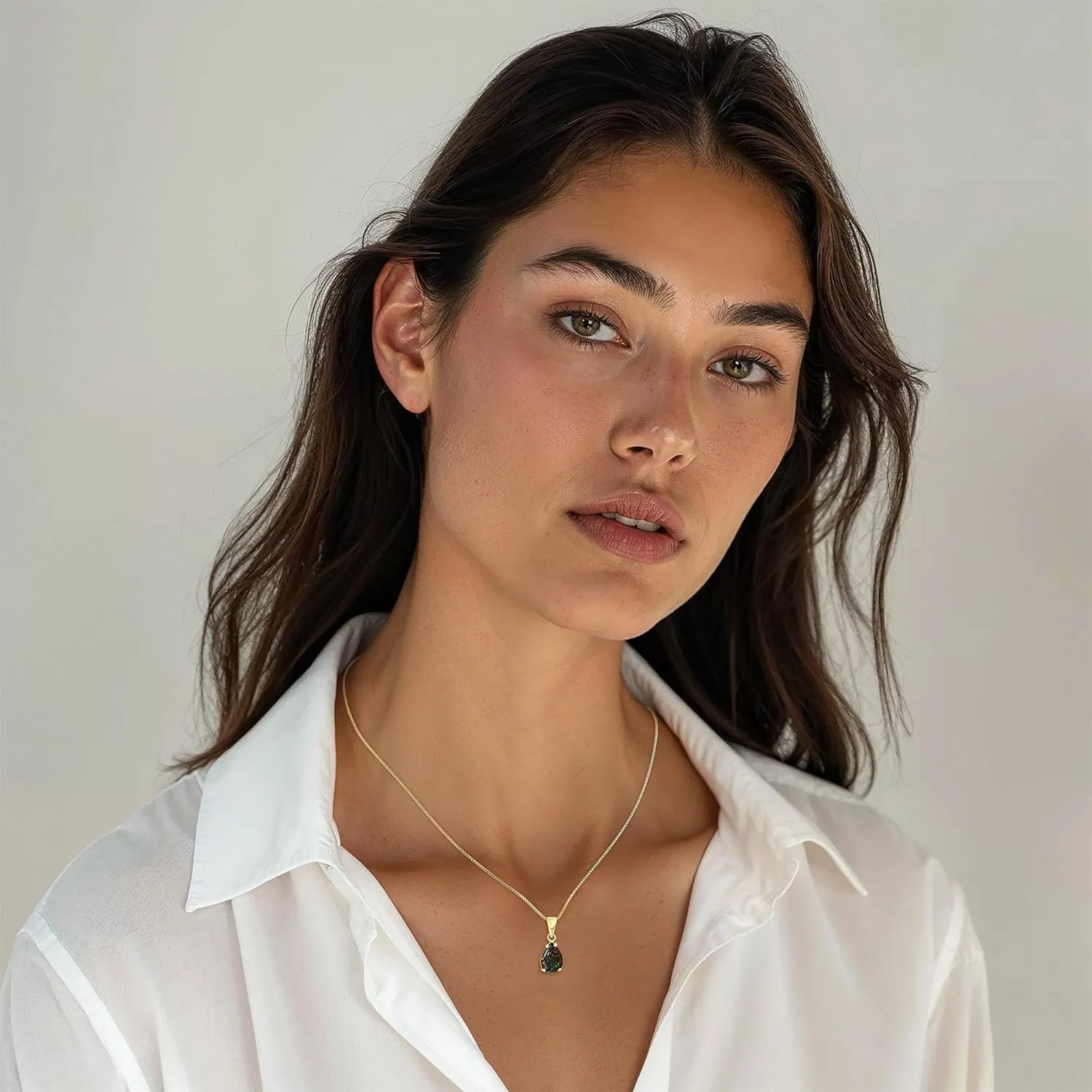 14K Gold Black Opal Necklace for Women - Teardrop Necklace - Solid Gold Necklace - Gold Pendant Necklace - Everyday Jewelry - Gold Formal Jewelry - Opal Jewelry for Women