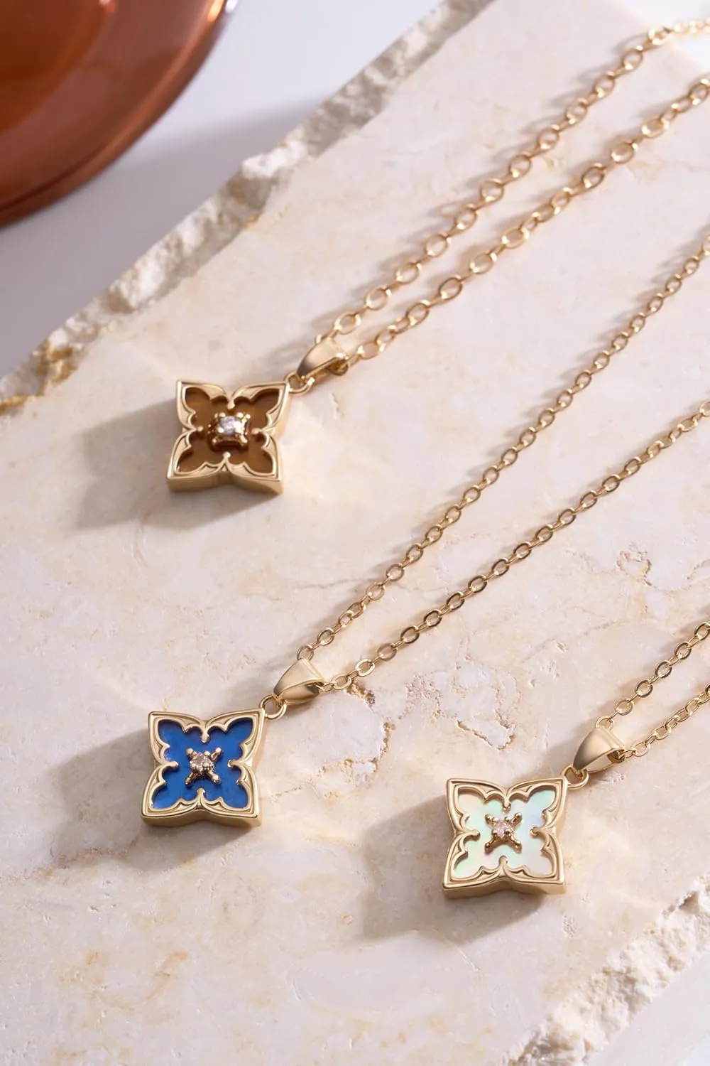 14K Gold Plated Gold Clover Necklace, Dainty Four Leaf Lucky Choker Charm Colorful Clover Adjustable Chain Shell Made Pendant Necklace for Women Jewelry