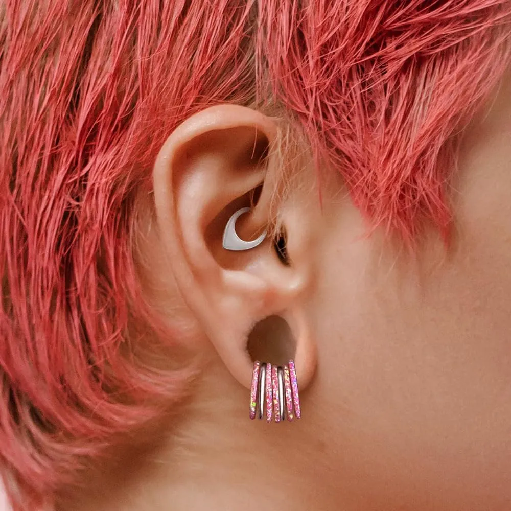 16G Nose Septum Rings Hoops: Stylish Surgical Stainless Steel Nose Rings Hoops, Hinged Segment Nose Lips Helix Cartilage Clicker Hoop Earrings,Rook Daith Tragus Piercing Rings for Women Men 8mm