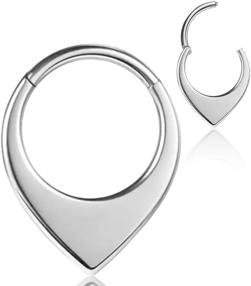 16G Nose Septum Rings Hoops: Stylish Surgical Stainless Steel Nose Rings Hoops, Hinged Segment Nose Lips Helix Cartilage Clicker Hoop Earrings,Rook Daith Tragus Piercing Rings for Women Men 8mm