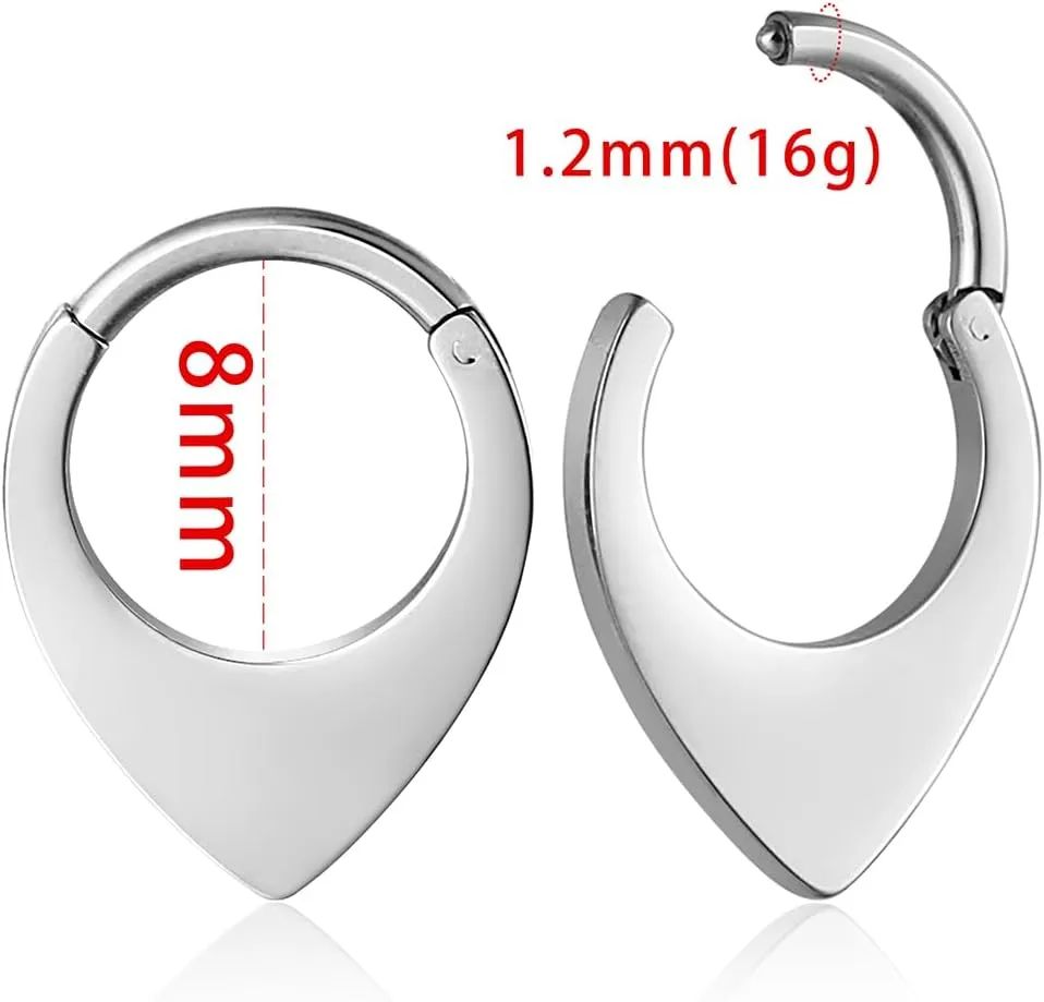 16G Nose Septum Rings Hoops: Stylish Surgical Stainless Steel Nose Rings Hoops, Hinged Segment Nose Lips Helix Cartilage Clicker Hoop Earrings,Rook Daith Tragus Piercing Rings for Women Men 8mm