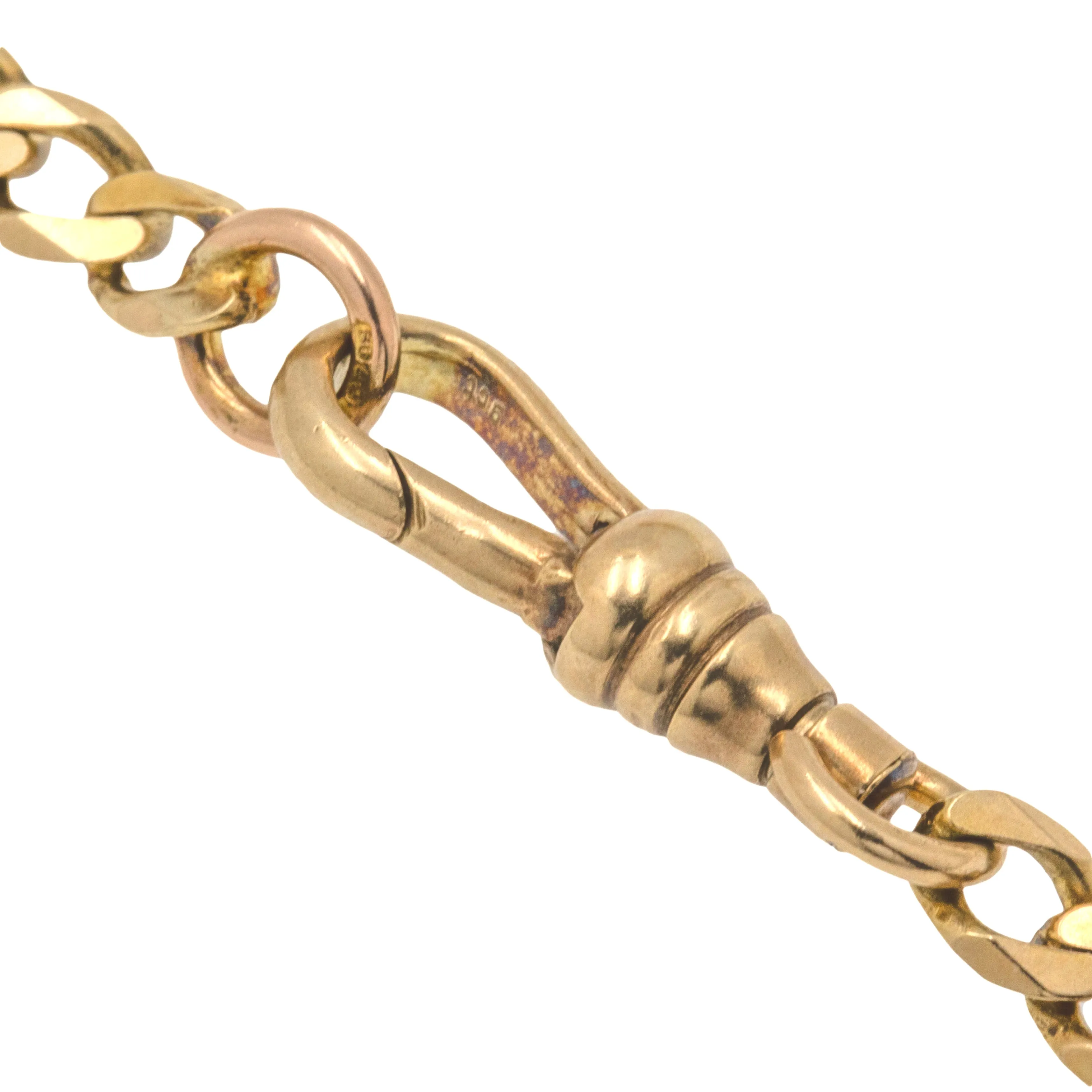 17" 9ct Gold Figaro Albert Chain with T-Bar, 9.6g