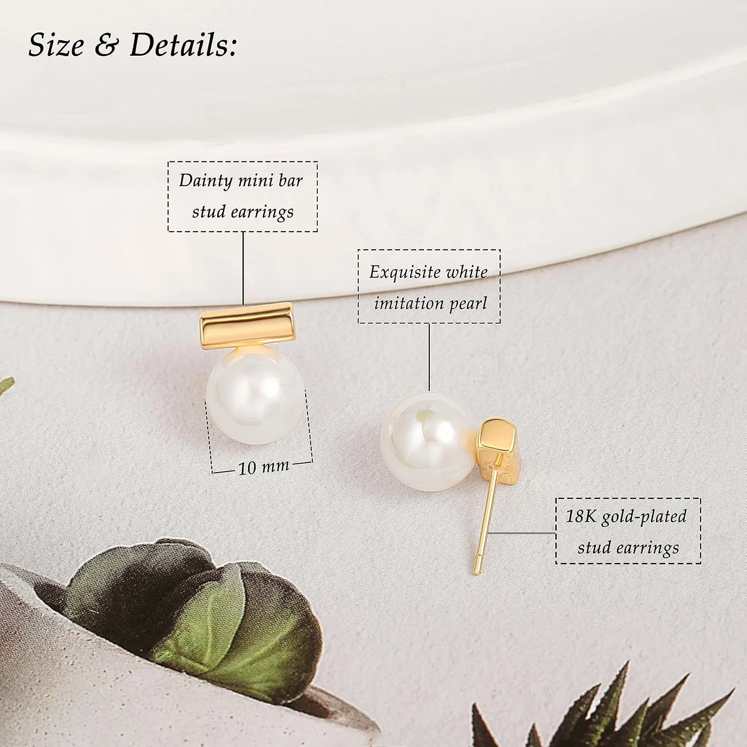 18K Gold Love Knot Stud Earrings for Women Statement Button Pearl Stud Earrings Minimalist Cute Small Post Earring