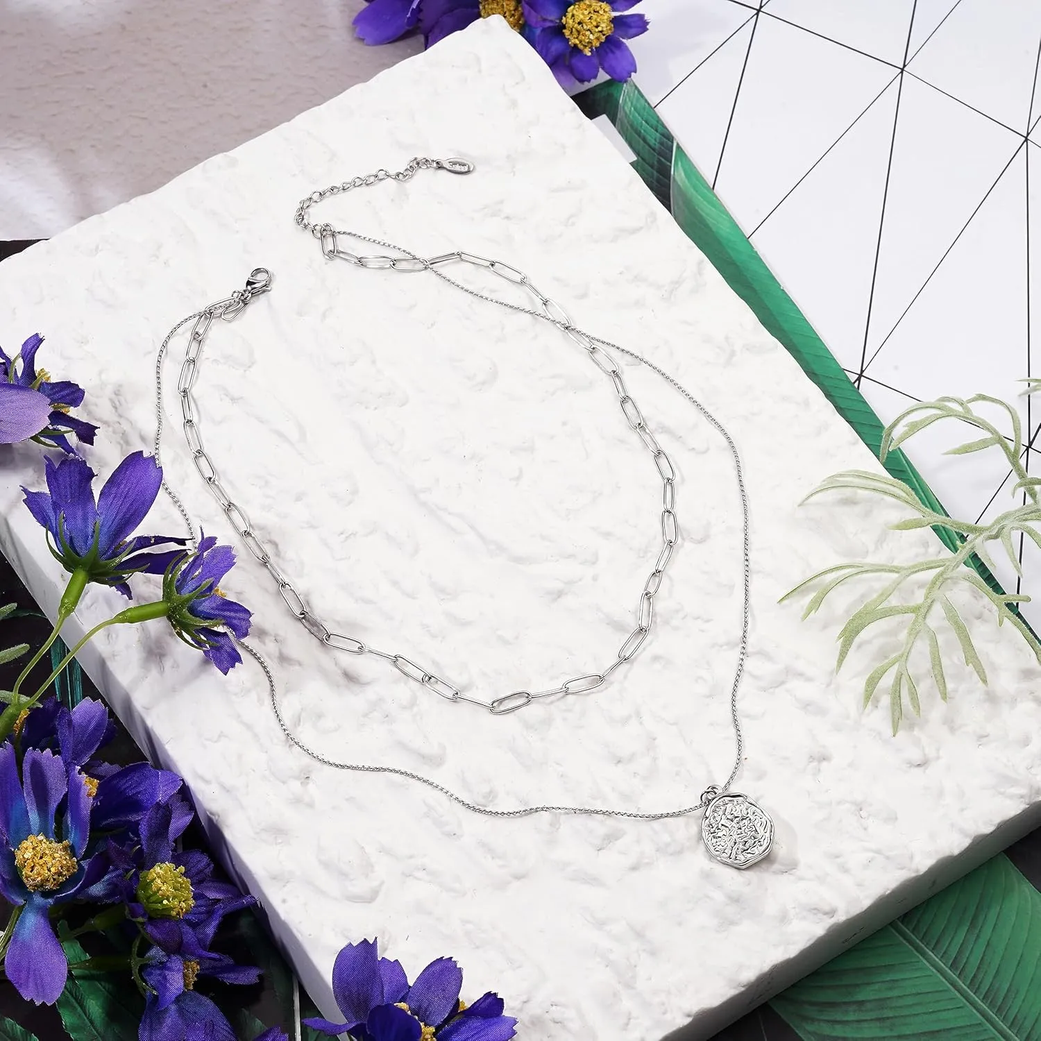 18K Gold Plated Layered Necklaces for Women Gold Coin Medallion Pendant Necklace CZ Drop Y Necklace Adjustable Chain Layering Choker Necklaces for Women Jewelry