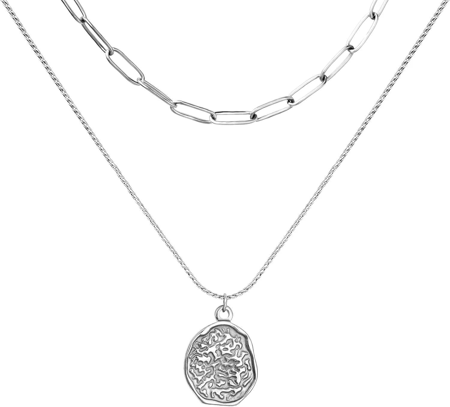 18K Gold Plated Layered Necklaces for Women Gold Coin Medallion Pendant Necklace CZ Drop Y Necklace Adjustable Chain Layering Choker Necklaces for Women Jewelry