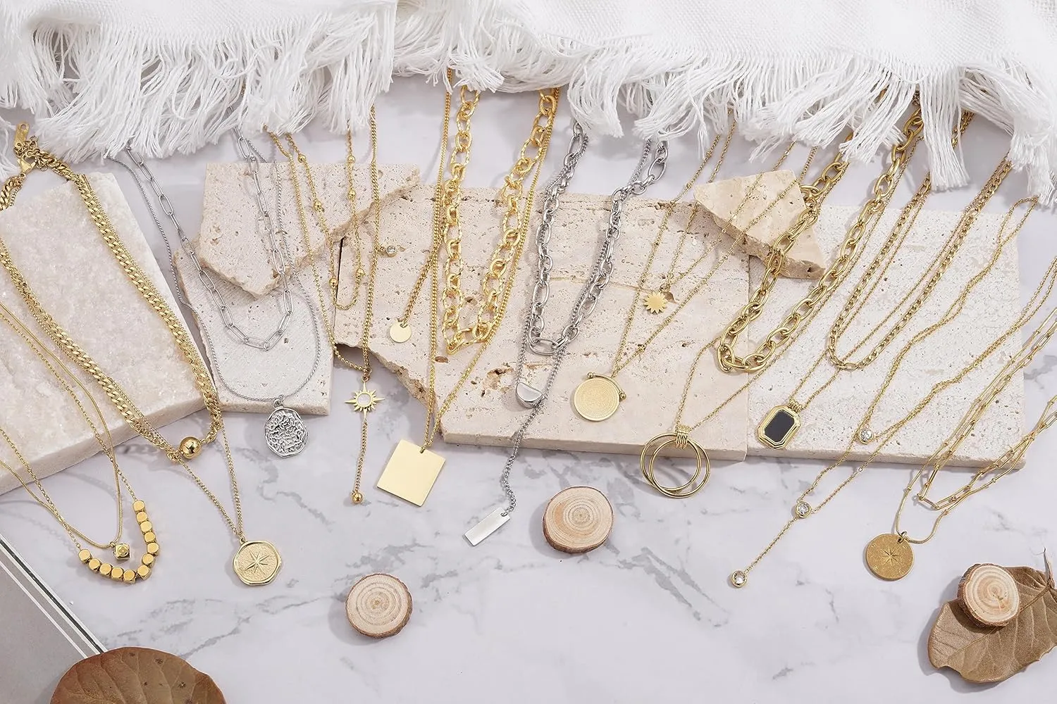 18K Gold Plated Layered Necklaces for Women Gold Coin Medallion Pendant Necklace CZ Drop Y Necklace Adjustable Chain Layering Choker Necklaces for Women Jewelry