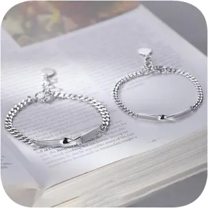 2 Pcs Couples Bracelets Matching Bracelets Mobius Connecting Bracelets SetInspirational Adjustable Bracelet Graduation Gift for Her,S925 Silver Friendship Beads Bracelet