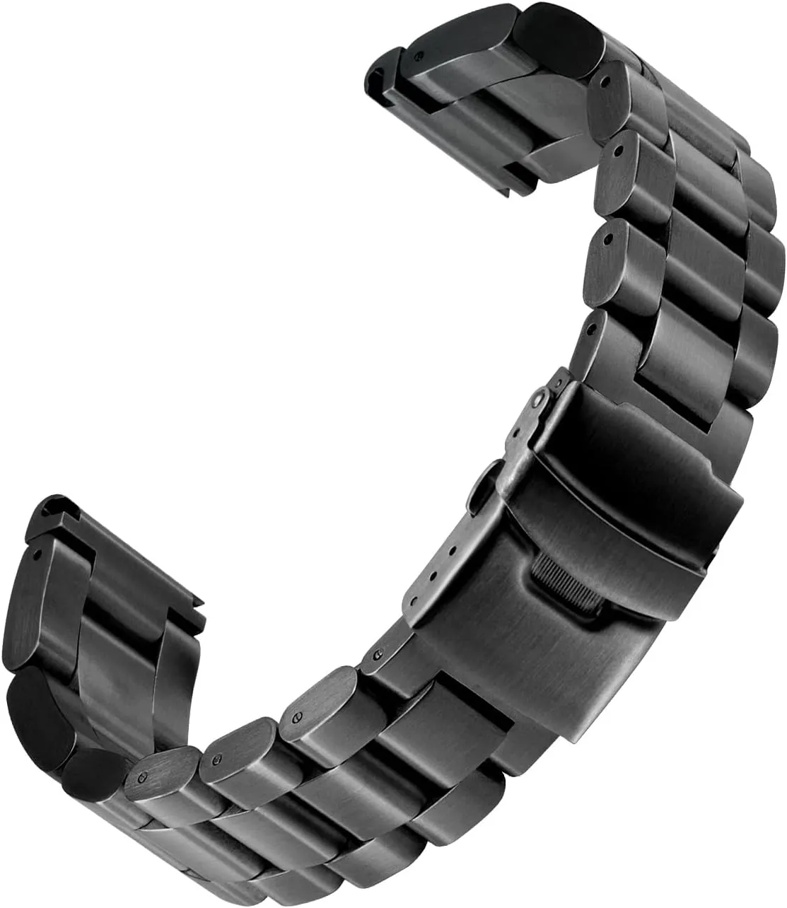 22mm 24mm 26mm Black Silver Super Thick 5.5mm Average Brushed Stainless Steel Straight Ends Watch Band for Men Diver Double Lock Buckle