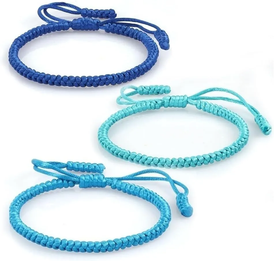 2PCS Blue Friendship Bracelets, Blue Bracelets for WomenBlue Friendship Bracelets for Women, Blue Friendship Bracelet Kit, Adjustable Woven Rope Knot Lucky Friendship Bracelets(#2)