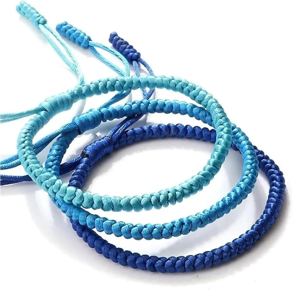 2PCS Blue Friendship Bracelets, Blue Bracelets for WomenBlue Friendship Bracelets for Women, Blue Friendship Bracelet Kit, Adjustable Woven Rope Knot Lucky Friendship Bracelets(#2)