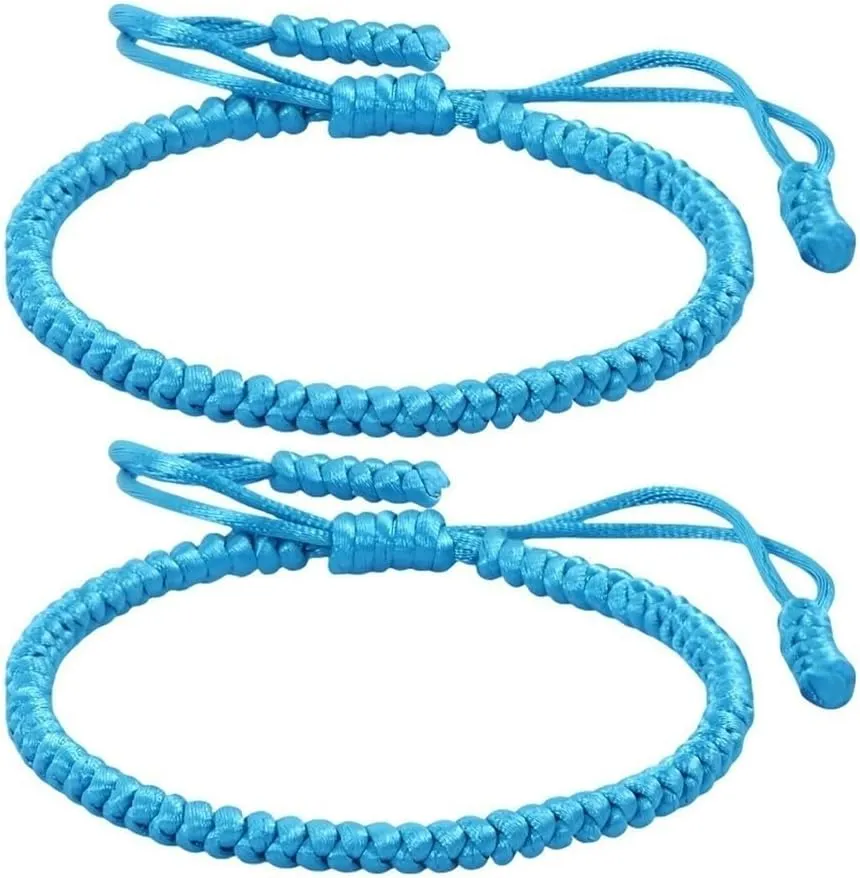 2PCS Blue Friendship Bracelets, Blue Bracelets for WomenBlue Friendship Bracelets for Women, Blue Friendship Bracelet Kit, Adjustable Woven Rope Knot Lucky Friendship Bracelets(#2)