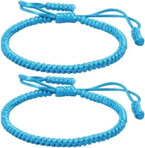 2PCS Blue Friendship Bracelets, Blue Bracelets for WomenBlue Friendship Bracelets for Women, Blue Friendship Bracelet Kit, Adjustable Woven Rope Knot Lucky Friendship Bracelets(#2)