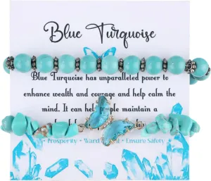 2pcs Bracelets for Women Men, 0.3 Inch Diameter Bracelets Stones and Crystals Elastic Stone Bracelet Bead Bracelets for Valentines Day Birthday Gift
