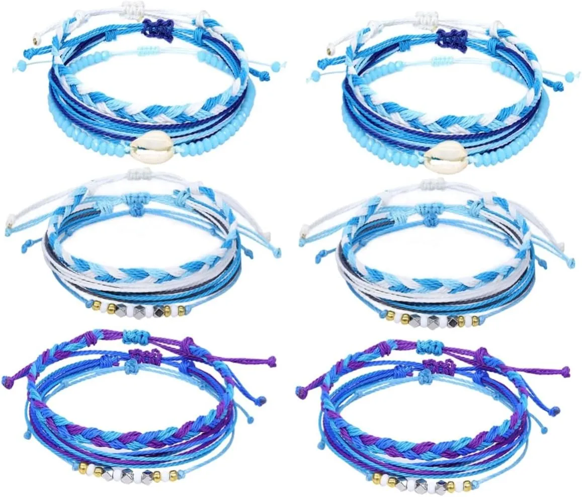 2sets Hand Crafted Woven Bracelet Fashionable Bangle Wrist Strap Hand Rope Stylish Comfortable Present 3pcs*2