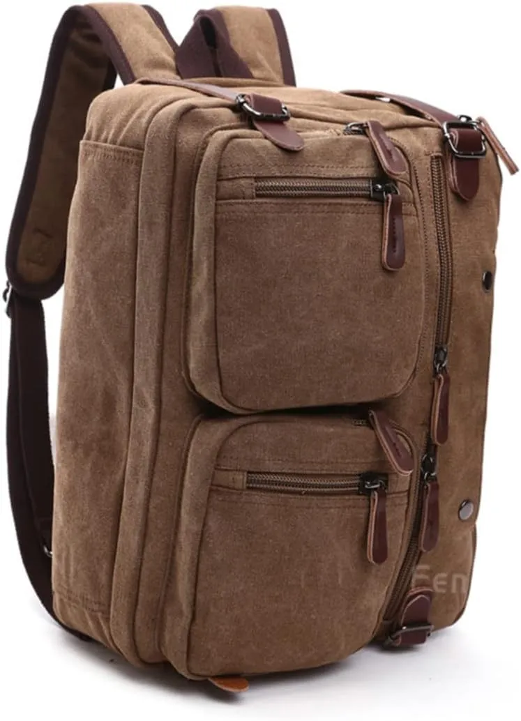38.5x13x28.5cm Canvas Rucksack Vintage Shoulder Bag Business Briefcase Laptop Bag