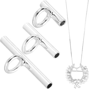 3PCS Pin to Pendant Converters, Brass Brooch Necklace Adapter, Metal Brooch Pin Converter to Pendant for DIY Jewelry Making, Crafts Accessories - Silver (8 mm, 13 mm, 20 mm)