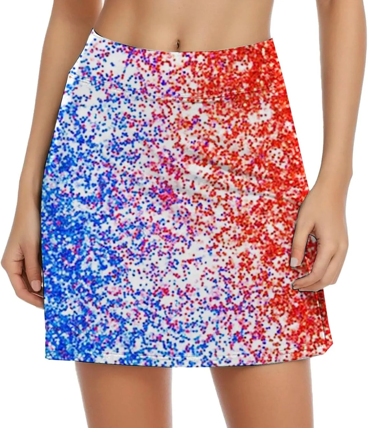 4th of July Skort Patriotic Skirts for Women merican Flag Tennis Skorts with High Waisted Flowy Summer Sport Skorts