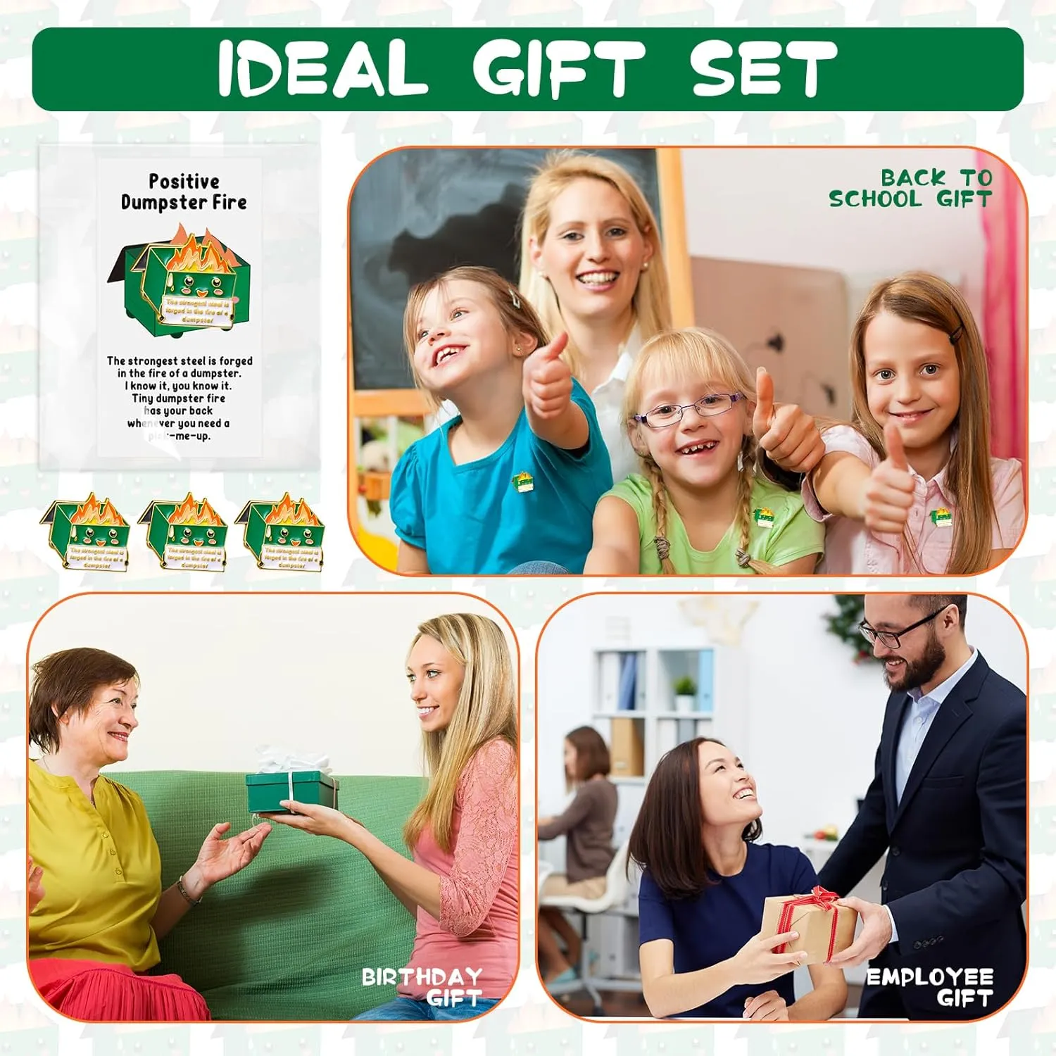 50 Sets End of Year Student Gifts Positive Dumpster Pins Motivation Cards Graduation CNA Nurses Week Gifts (Classic Colors)