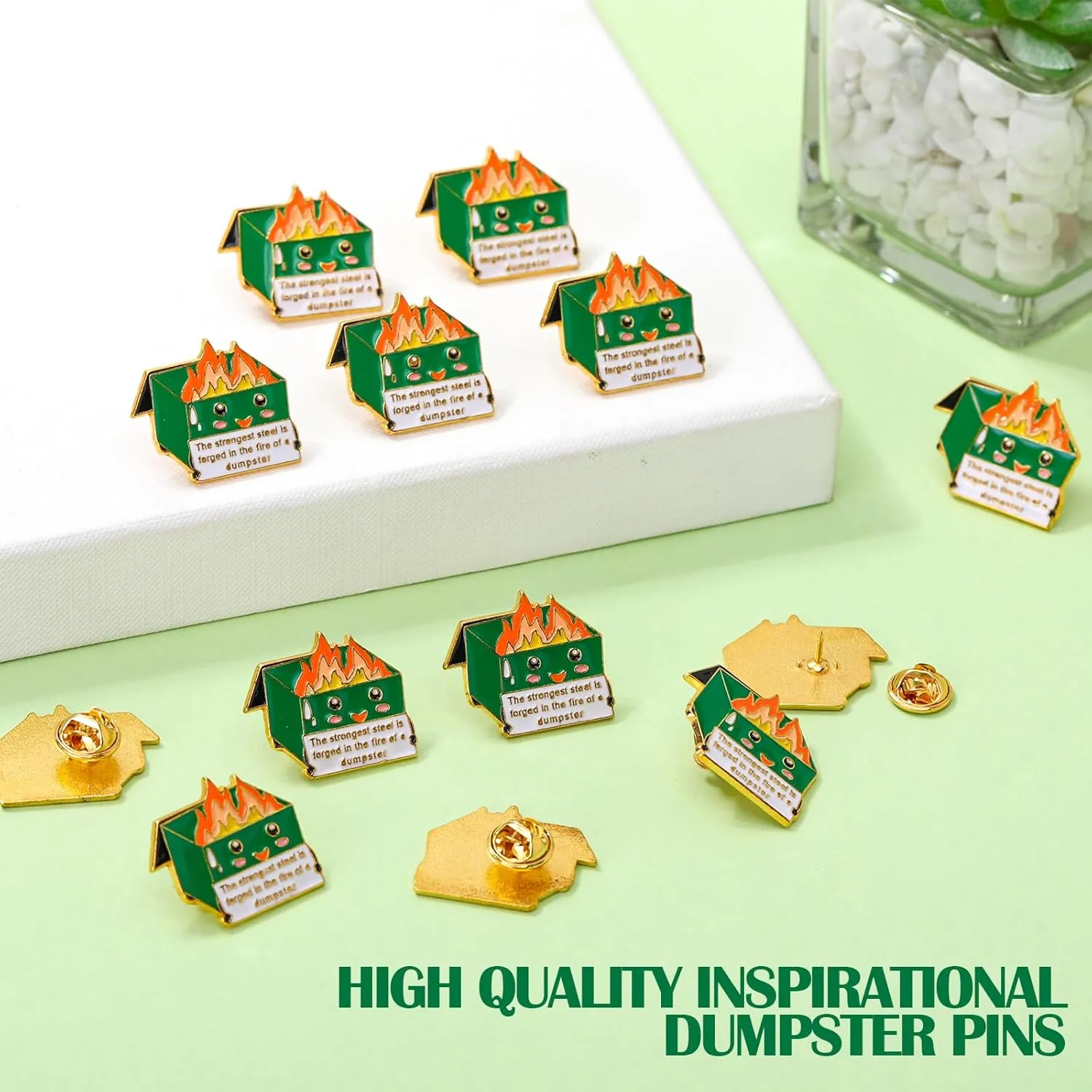 50 Sets End of Year Student Gifts Positive Dumpster Pins Motivation Cards Graduation CNA Nurses Week Gifts (Classic Colors)