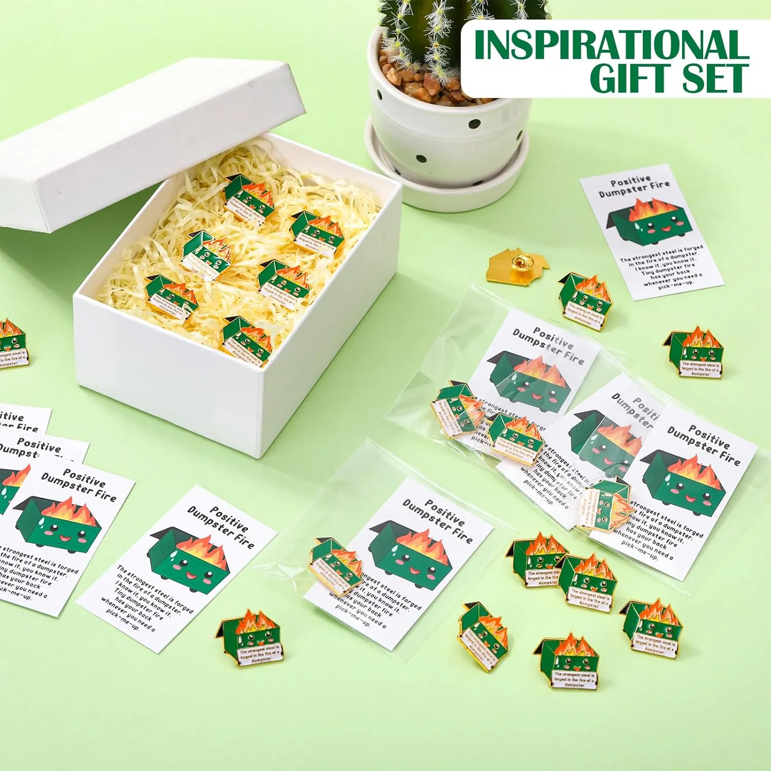 50 Sets End of Year Student Gifts Positive Dumpster Pins Motivation Cards Graduation CNA Nurses Week Gifts (Classic Colors)