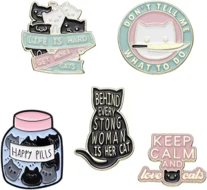 5Pcs Cat Brooch Cute Cartoon Kitty Cat Brooch Pin Enamel Animal Cats Lapel Pin for Women Christmas Jewelry Gift Hat Bags Decoration