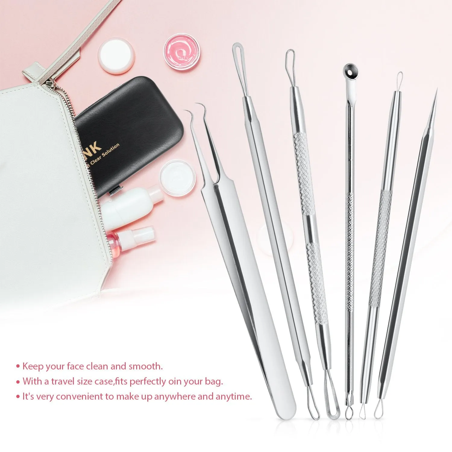 6 PCS Blackhead Remover Comedones Extractor Acne Removal Kit for Blemish, Whitehead Popping, Zit Removing