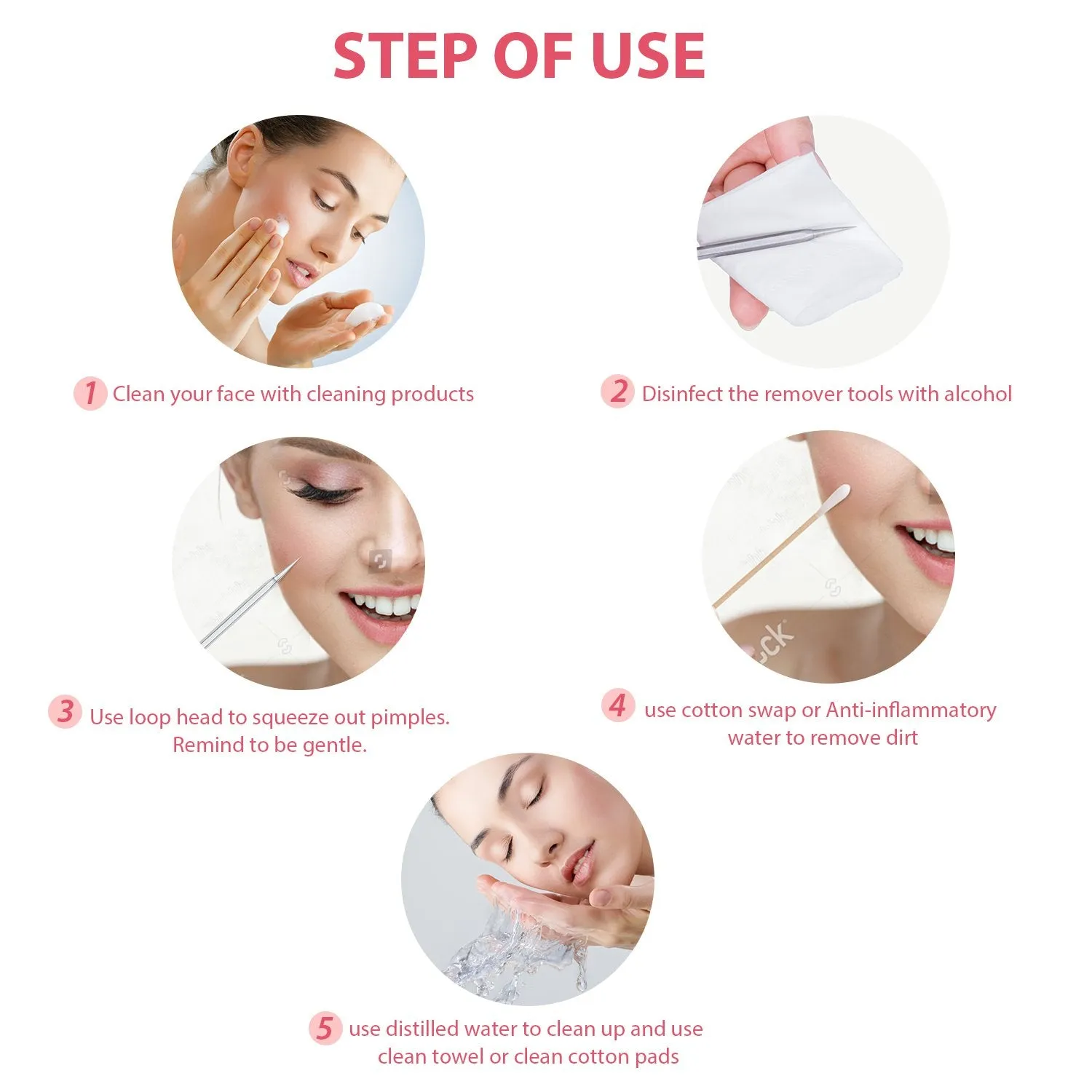 6 PCS Blackhead Remover Comedones Extractor Acne Removal Kit for Blemish, Whitehead Popping, Zit Removing