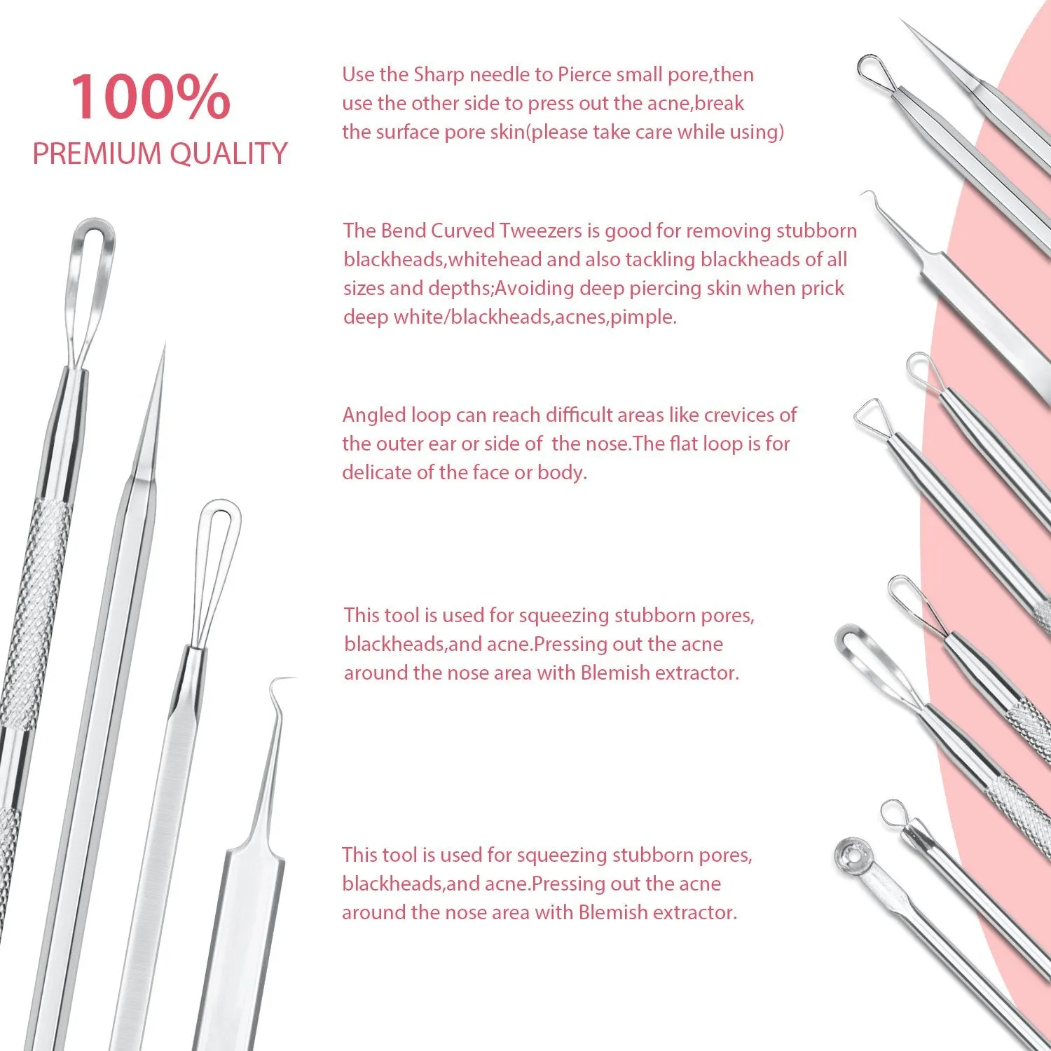 6 PCS Blackhead Remover Comedones Extractor Acne Removal Kit for Blemish, Whitehead Popping, Zit Removing