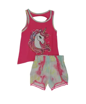 72427, Girls' 2 PC First Impression, Unicorn Graphic Tank & Shorts Set