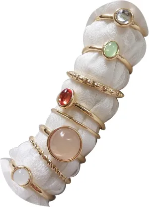 8-12 Pieces Stackable Joint Knuckle Midi Finger Ring Sets,Boho Vintage Crystal Snake Sunflower Moon Star Crown Rings for Women