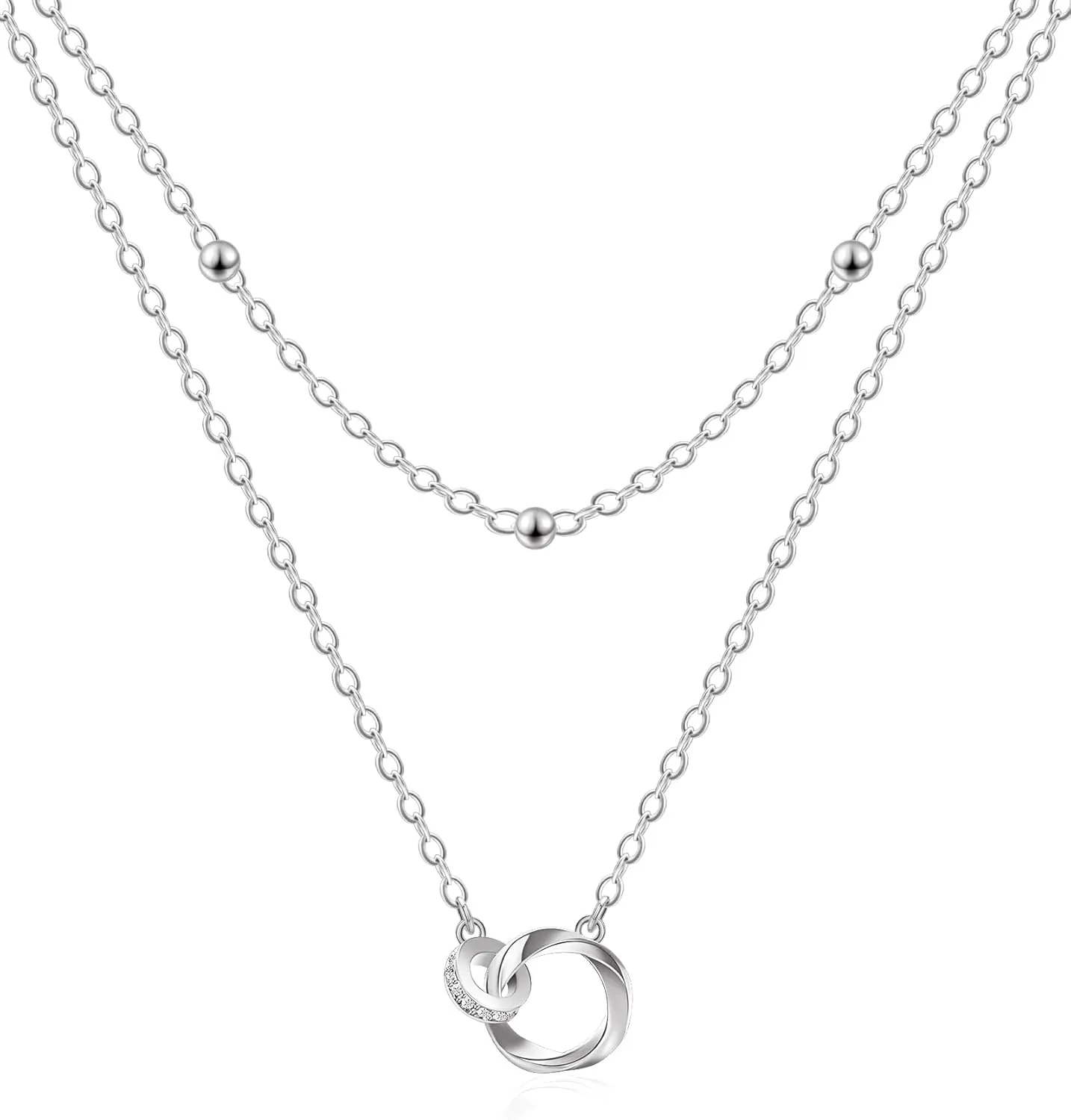 ACECHA Layered Necklaces for Women, 18K Gold Plated Choker Necklace for Women Trendy Silver Dainty Simple Layering Coin Heart Pendant Jewelry Gifts
