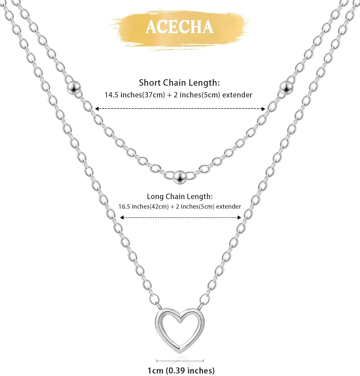 ACECHA Layered Necklaces for Women, 18K Gold Plated Choker Necklace for Women Trendy Silver Dainty Simple Layering Coin Heart Pendant Jewelry Gifts