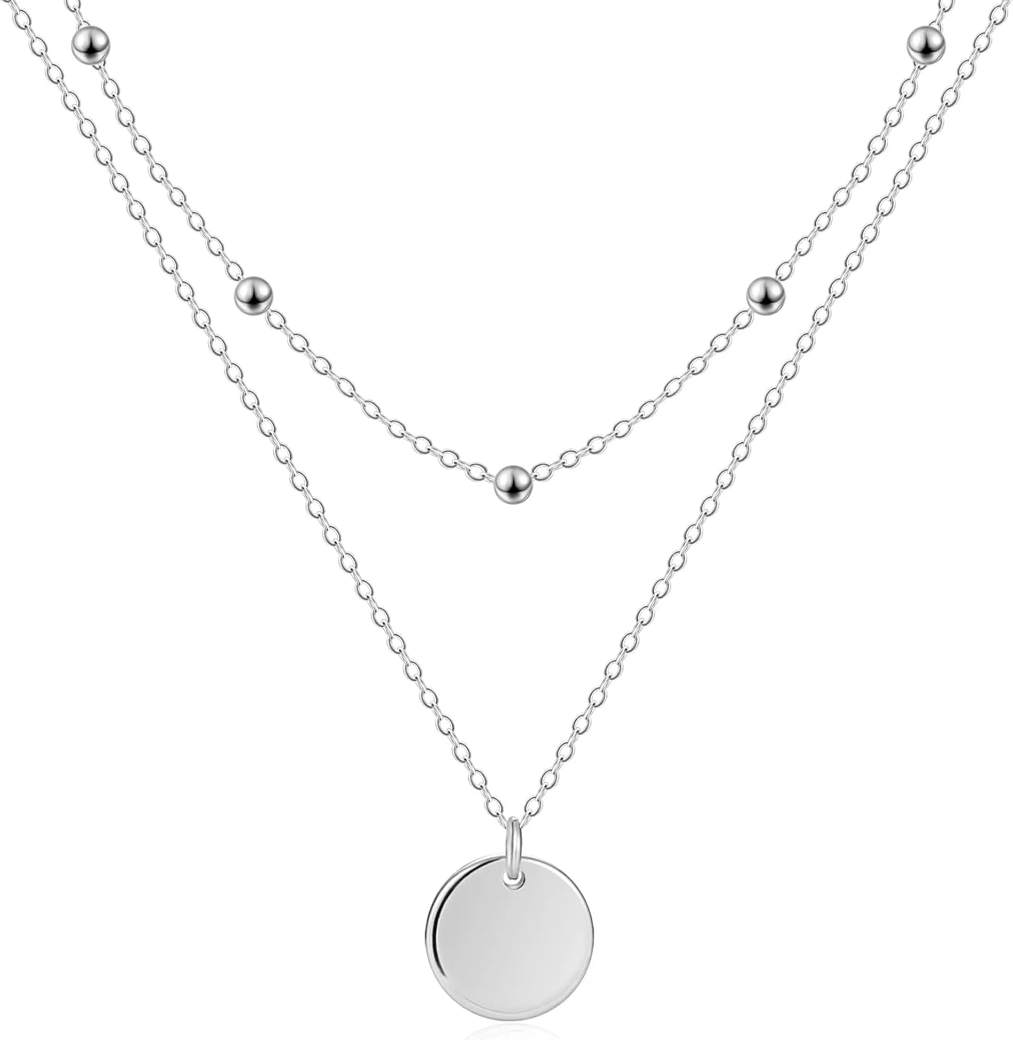 ACECHA Layered Necklaces for Women, 18K Gold Plated Choker Necklace for Women Trendy Silver Dainty Simple Layering Coin Heart Pendant Jewelry Gifts