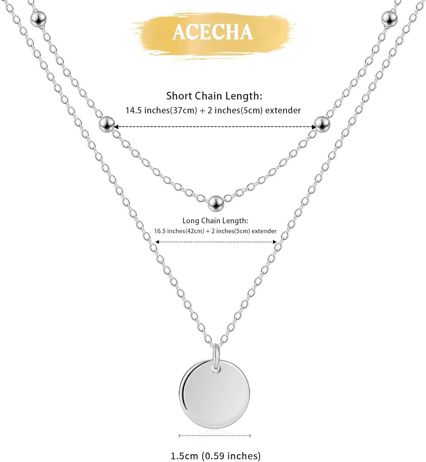 ACECHA Layered Necklaces for Women, 18K Gold Plated Choker Necklace for Women Trendy Silver Dainty Simple Layering Coin Heart Pendant Jewelry Gifts