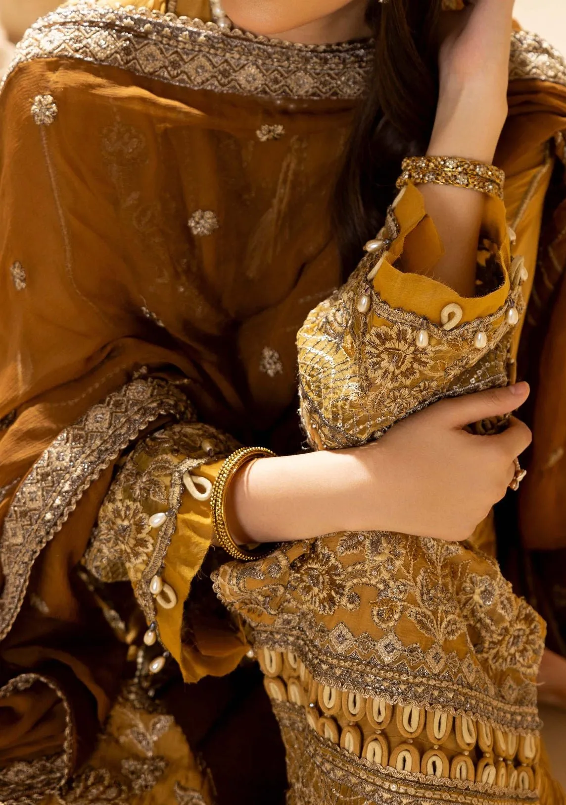 Adan's Libas Pakistani Embroidered Chiffon Dress