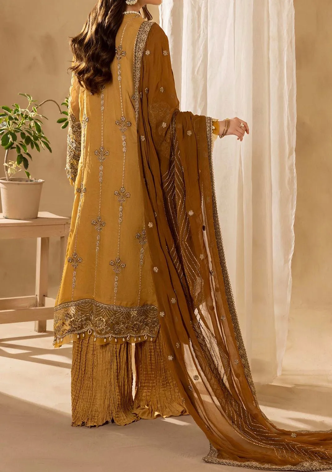 Adan's Libas Pakistani Embroidered Chiffon Dress