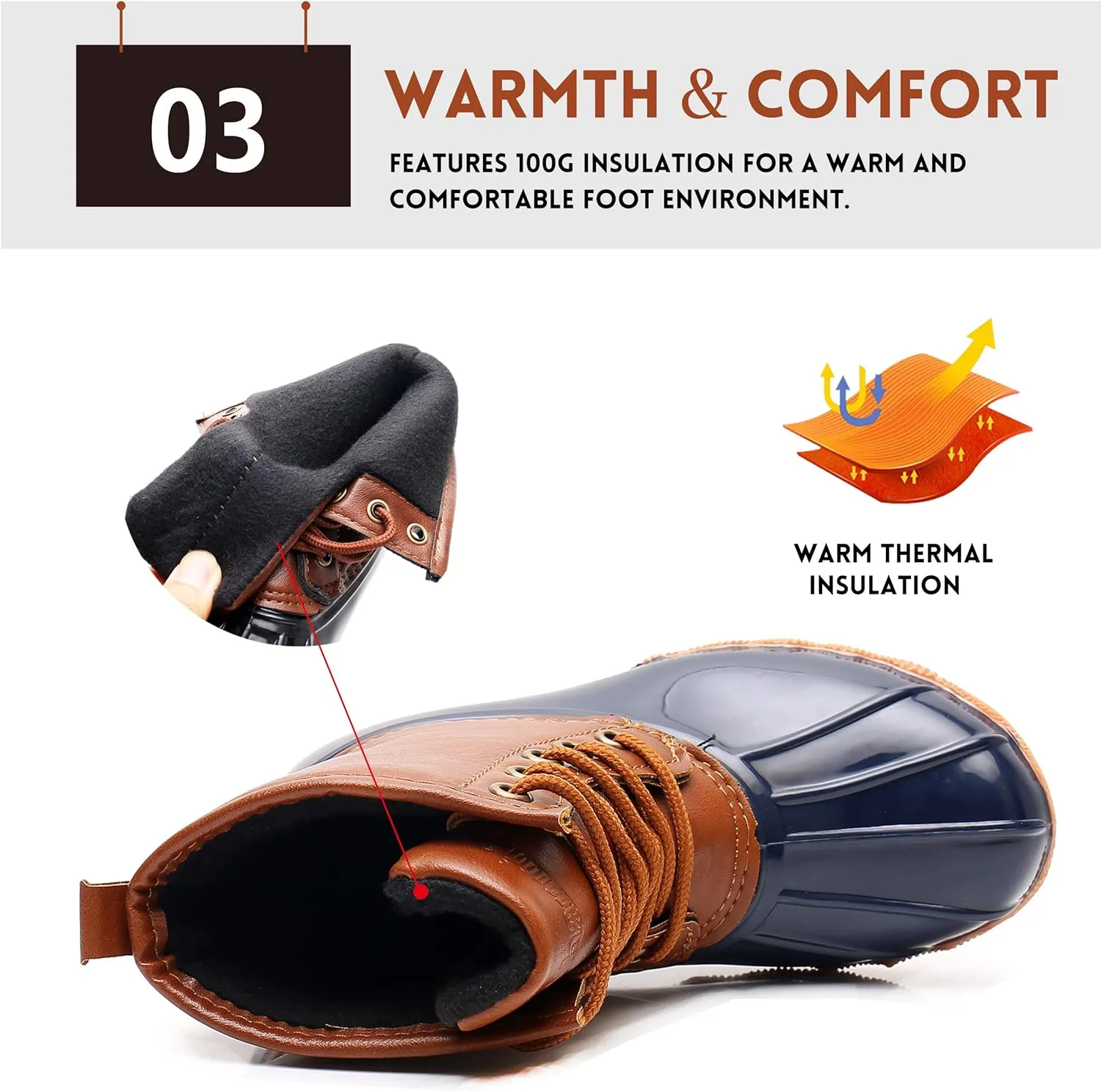 Ahannie Kids Boys Girls Winter Duck Boot, Youth Outdoor Two Tone Fashion Waterproof Rain Boot (Toddler/Little Kid/Big Kid)