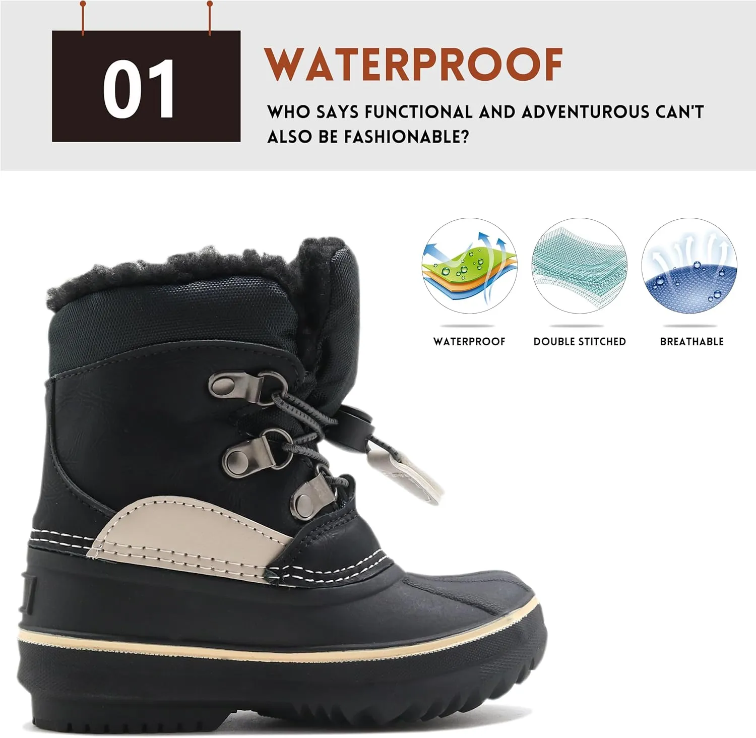 Ahannie Kids Boys Girls Winter Duck Boot, Youth Outdoor Two Tone Fashion Waterproof Rain Boot (Toddler/Little Kid/Big Kid)