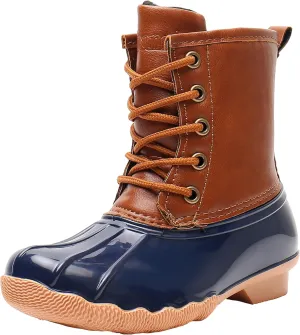 Ahannie Kids Boys Girls Winter Duck Boot, Youth Outdoor Two Tone Fashion Waterproof Rain Boot (Toddler/Little Kid/Big Kid)
