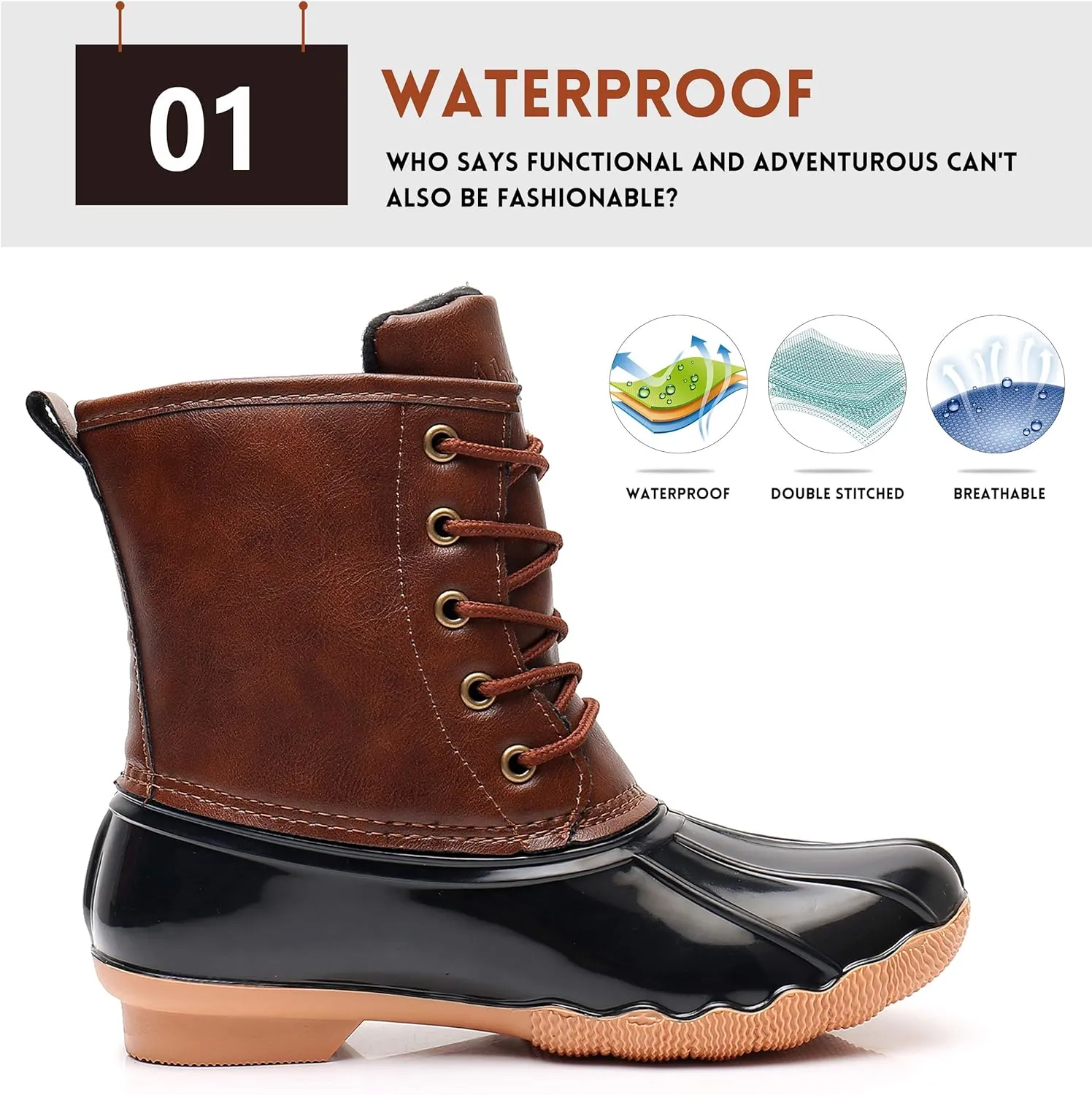 Ahannie Kids Boys Girls Winter Duck Boot, Youth Outdoor Two Tone Fashion Waterproof Rain Boot (Toddler/Little Kid/Big Kid)