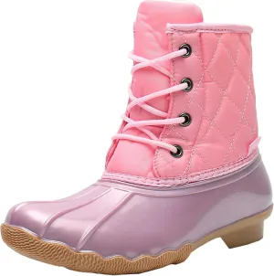 Ahannie Kids Boys Girls Winter Duck Boot, Youth Outdoor Two Tone Fashion Waterproof Rain Boot (Toddler/Little Kid/Big Kid)