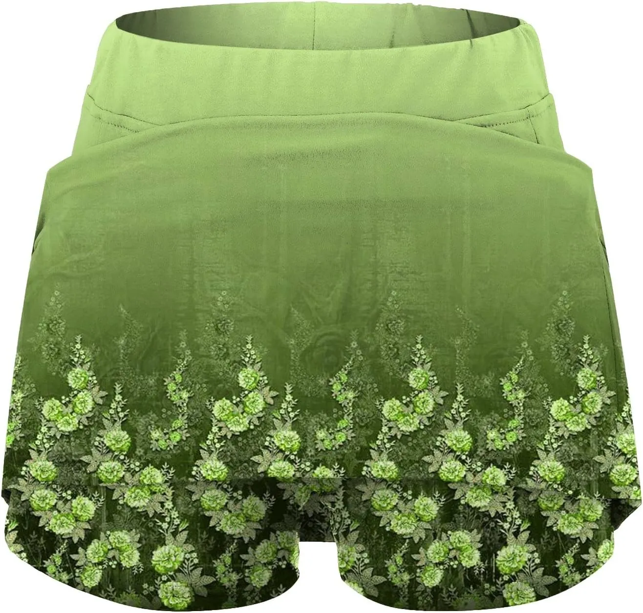 AMDBEL Womens Skorts Dressy Casual,Athletic Skorts for Women Shorts Fashion Floral Printed Stretchy Tummy Control Skorts
