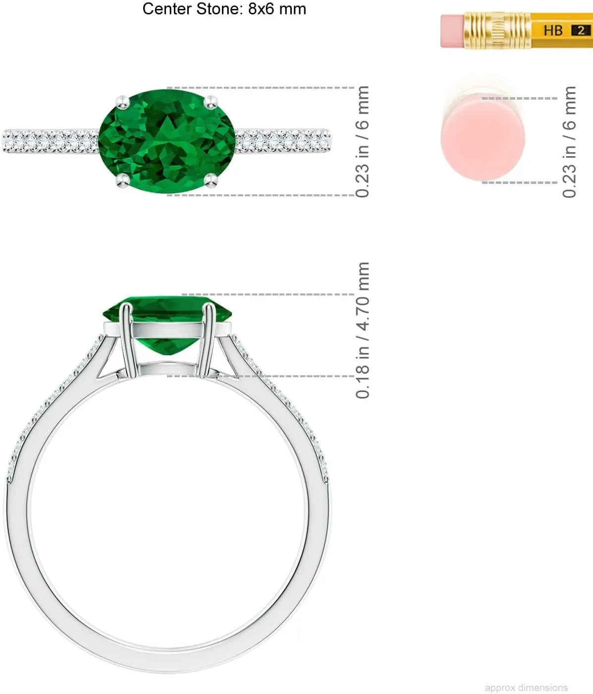 Angara Lab Grown East-West Oval Emerald Cathedral Engagement Ring in 14K Solid Gold/Platinum | May Birthstone, Birthday, Anniversary, Wedding Jewelry Gift for Women