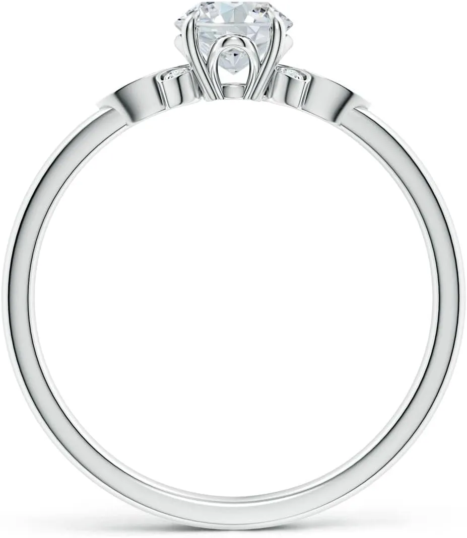 Angara Lab Grown Nature-Inspired Oval Diamond Engagement Ring in Silver / 14K Solid Gold/Platinum | April Birthstone, Birthday, Anniversary, Wedding Jewelry Gift for Women