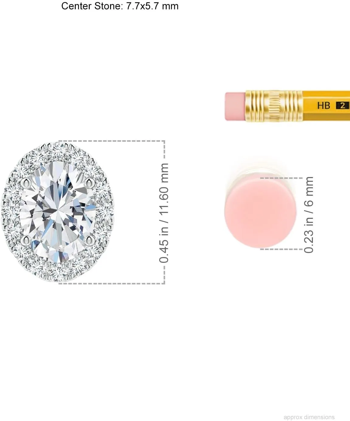 Angara Lab Grown Oval Diamond Halo Pendant in 14K Solid Gold/Platinum | April Birthstone, Birthday, Engagement, Anniversary, Wedding Jewelry Gift for Women