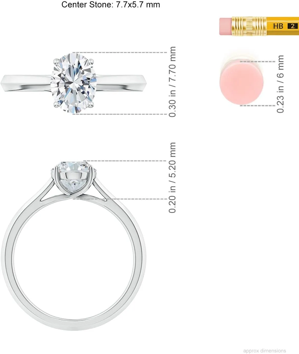 Angara Lab Grown Oval Diamond Knife-Edge Shank Trellis Engagement Ring in Silver / 14K Solid Gold/Platinum | April Birthstone, Birthday, Anniversary, Wedding Jewelry Gift for Women